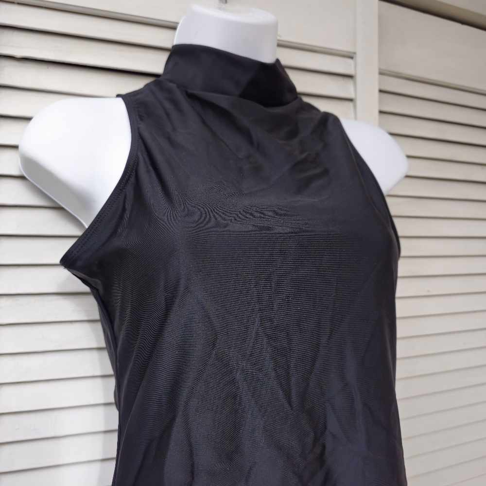 Womens Small Black Sleeveless Mock Neck One Piece Swimsuit‎ - Picture 7 of 8